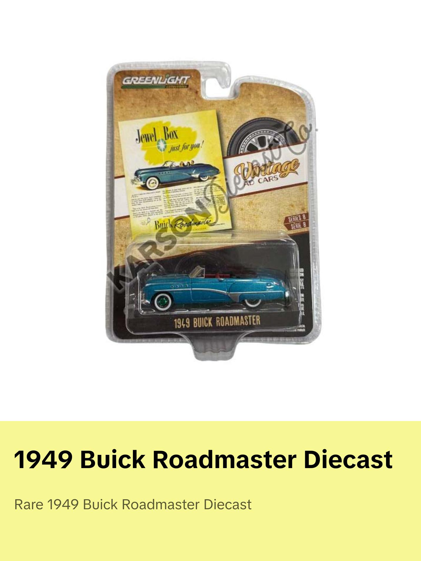 CHASE 1949 Buick Roadmaster - Jewel Box Just For You! (Vintage Ad Cars) Series 8 Diecast 1:64 Scale Model Car - Greenlight 39110A