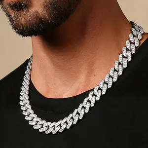 Men's Stainless Steel Cuban Chain Necklace, Golden/Silvery Non-Tarnish Hip Hop Miami Long Cuban Link Chain, 14K Gold Plated Italian Style Minimalist Layering Cubic Zirconia Jewelry for Men, Gift for Son and Adult