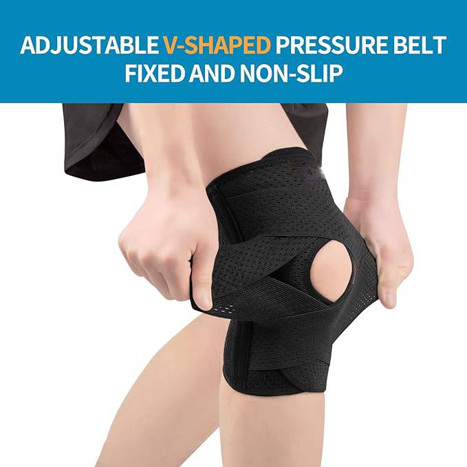 2pack Knee Support Brace for Men Women, Adjustable Compression Sleeve Wrap Patellar Pad Tendon - Arthritis Pain, meniscus tear, Injury Recovery, Running, Workout