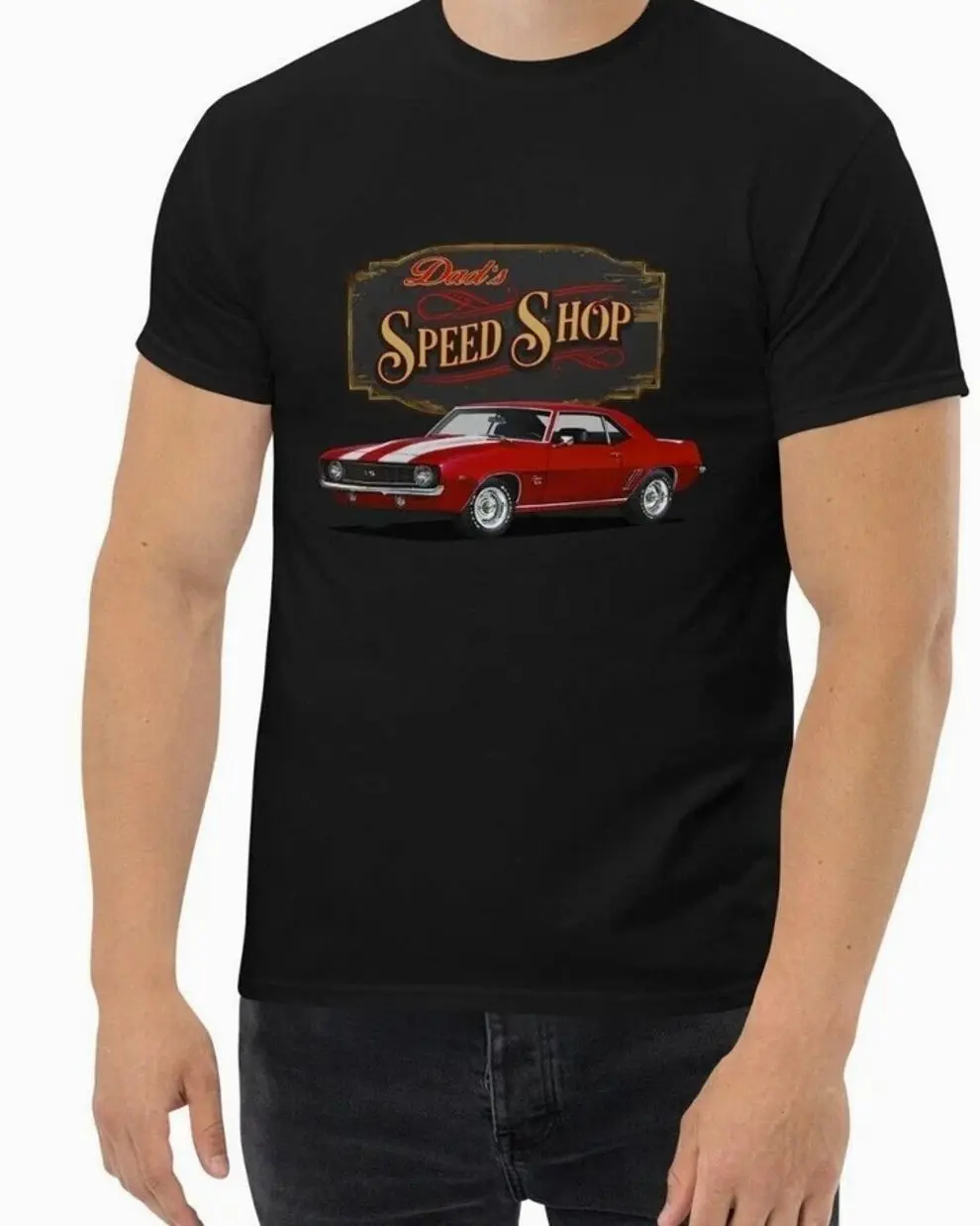 New Dad's Speed Shop Camaro Men's  Unisex T-Shirt Sweatshirt Hoodie, Classic Car Enthusiast and Fans Gift