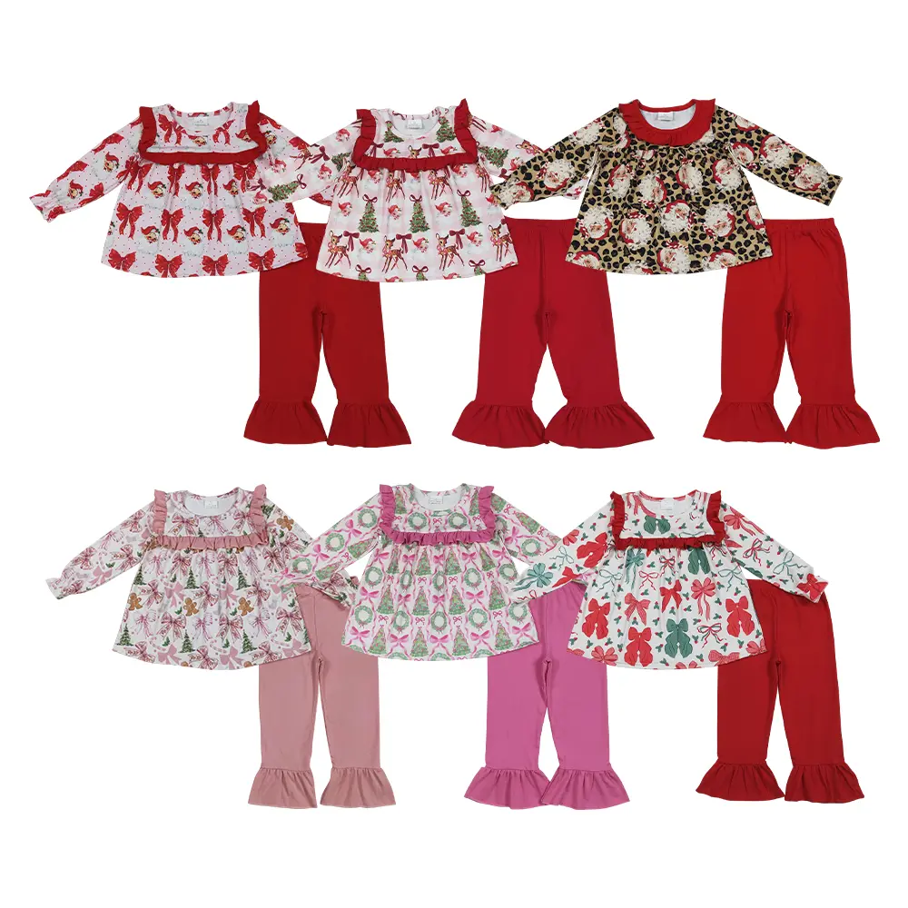 Girls' 0-14Years Christmas Suits & Sets - Festive Patterned, Soft Fabric Trendy Outfits Including Girls Jeans