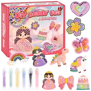 YoFellas DIY Bead Art & Mosaic Kit for Kids Ages 6-12 with Bead Pens, Colorful Templates & Fun Stencils, Safe Crafting Activity for Boys and Girls