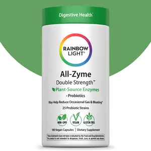 Rainbow Light Digestive Enzymes Probiotic - All-Zyme Double Strength, 180 Vegan Capsules - Digestion & Gut Health
