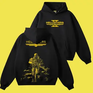 Helldivers II Hoodie, Tactical Soldier Graphic Hoodie, Sci-Fi Military Game Apparel, Galactic War Trooper, Gamer Streetwear Gift