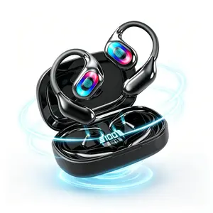 Upgrade Your Run!Open-Ear True Wireless Earbuds with Dolby Atmos Deep Bass,50H Playtime,AI Clear Calls & Bluetooth 6.1,IP55 – Ultra Lightweight & Secure Fit, Must-Have for Sport & Work,Football match,Bone Conduction,No Ear Fatigue,360° Spatial Audio