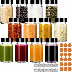 2 OZ Glass Bottles with Caps, 12 Pack 60 ML Empty Juicing Bottles with Screw Lids and Labels, Reusable Airtight Glass Jars for Juice, Ginger, Wellness Shots