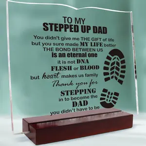 Father's Day Gifts, Step Dad Thank You Plaque - Gifts for Step Dad from Step Daughter Step Son, Stepdad Birthday Gifts - Father Gratitude Sign