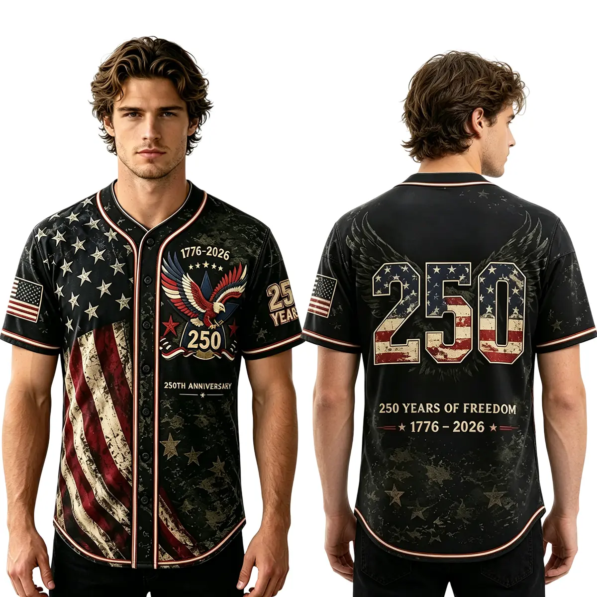 America 250th Anniversary Baseball Jersey USA Jersey 1776-2026 Patriotic Shirt 4th of July Gift Men Women Unisex Button-Up Baseball Jersey Short Sleeve Sports Fan Outfit Size S-5XL Red White Blue Limited Edition Streetwear Summer Collection