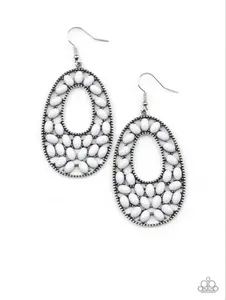 Beaded Shores White Earring