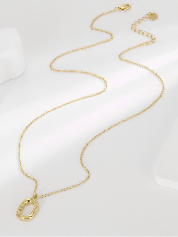 Women's Elegant Oval Shaped Pendant Necklace, Fashion Jewelry for Party, Daily Clothing Decor, Trendy All-match & Exquisite Jewelry for Birthday Gift