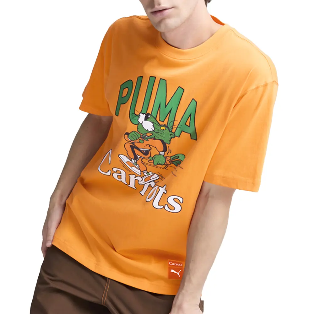 PUMA Mens X Carrots Graphic Crew Neck Short Sleeve Casual Tops Casual - Orange