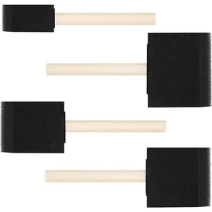 4 PCS Foam Paint Brushes Set, 1" 1.57" 2" 3" Sponge Paint Brush with Wooden Handle, Sponge Painting Tools for Details or Large Area Painting, Staining, Varnishes & DIY Craft Projects
