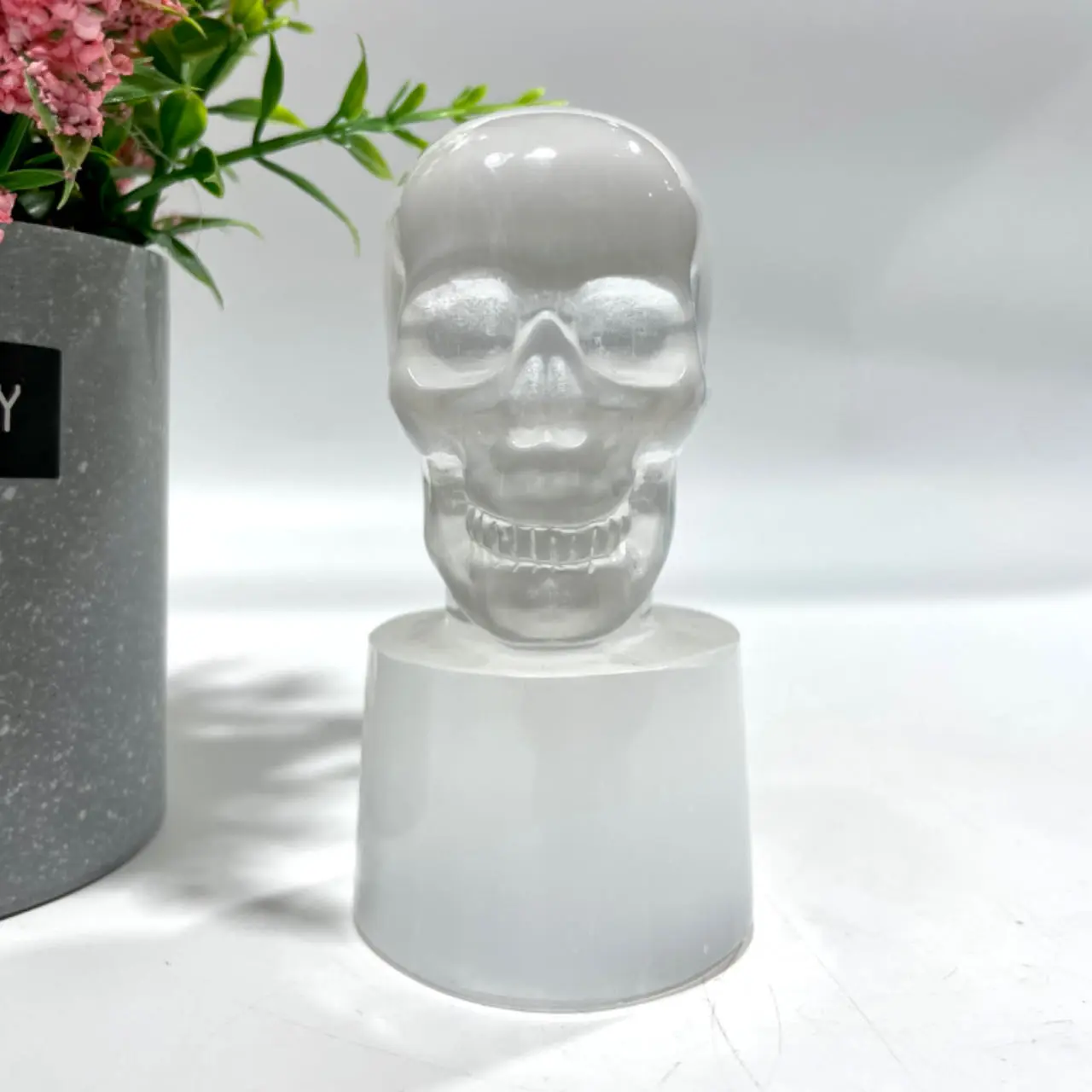 IG Crystal 1 Count 10CM Selenite Snowman Christmas Tree Tower Bear Flower Fairy Angel Skull Crystal Natural Gemstone Semi Precious Healing Crystals Enhance Positive Energy Home Decoration