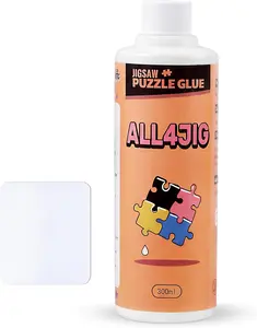ALL4JIG Large Capacity Jigsaw Puzzle Glue Clear 300ML with Scraper, Clear-Drying Puzzle Saver for Finished Puzzles, Smooth Even Application, Protective Gloss Finish
