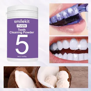 Whitening Tooth Powder, Teeth Brightening Powder, Deep Cleaning Oral Freshness, Teeth Whitening Powder, Home Travel Portable, Coconut Flavor, 60g, 5 Days Purple Toothpowder