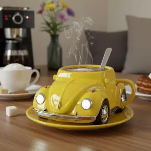 Novelty Beetle Shape Coffee Cup, Retro Classic Car Art Craft, Coffee Cups Gift, Creative Gift for Coffee & Car Enthusiasts, Unique Drinkware