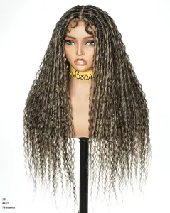 uBraids 28" Boho Box Braided Wig – Swiss HD Lace Full Lace 13x6 Frontal Double Lace Back– Tangleless Air Spiral Curls Hand Tied Wig