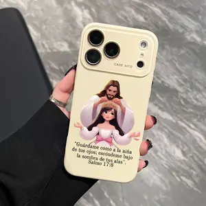 Divine Crown Blessing Pattern Dopamine Ins Style Solid Color Phone Case with Ultra Skin friendly Touch All Inclusive Lens Phone Case Suitable for Apple 17 16 15 14 13 12