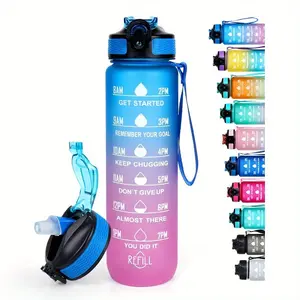 Leak-Proof Sporty Travel Water Bottle, Gradient Color Fitness Cup, Portable Hydration with Motivational Quotes, Ideal for Summer & Fall