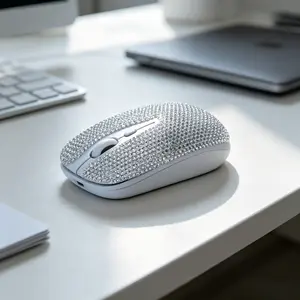 Diamond-Studded Silent Wireless Mouse - Personalized for Laptops, Trendy for Girls, Compatible with All Desktop Computers