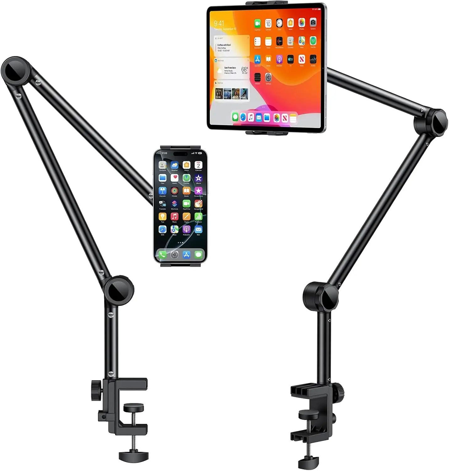 Tablet Stand Holder Mount, Foldable Tablet Holder For Bed, 360° Flexible&Adjustable Metal Arm Tablet/Phone Mount Clamp For Desk/Bed Fit For 4.7-11" Devices