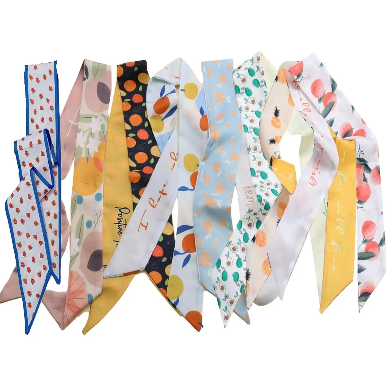 Women's Silk Feeling Scarves (8-Pcs) - Fashion Accessory for Hair, Neck, Handbag Handles & Ponytails, 35.4"*2.4", Silk Feeling Scarf
