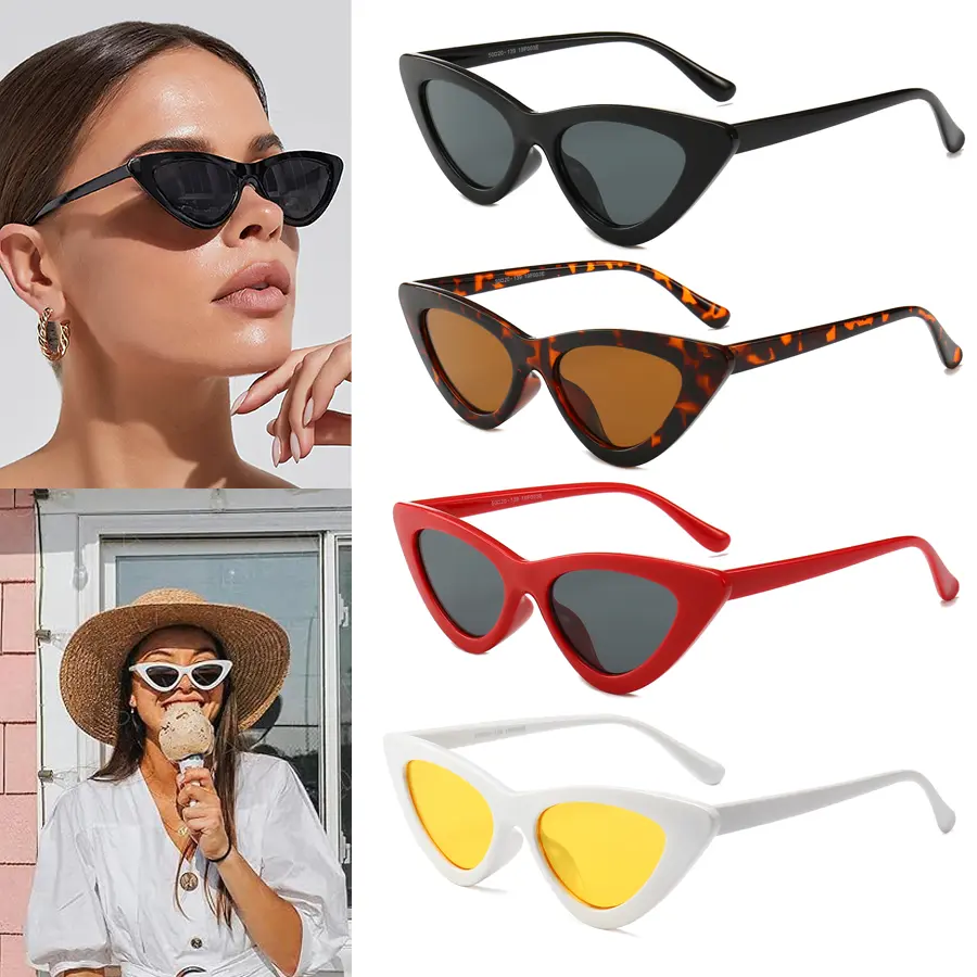 4 Pack Assorted Timeless Cat Eye Sunglasses UV400 Polycarbonate Lens Metal Hinge Lightweight and Durable Material