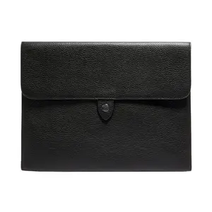 COACH Tablet Sleeve 28 Leather Handbag Briefcase for Men and Women, Unisex Style, Black