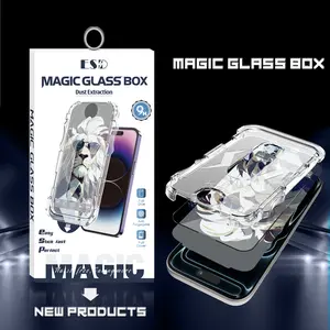 2 Pack HD Sunglasses Lion Magic Glass Box Screen Protector For iPhone 15 16 17,Full Screen Full Cover,With Easy Install Tool Kit,HD Clear Glass With Applicator,No White Edge,No Bubble,No Dust,Automatic Exhaust and Dust Removal