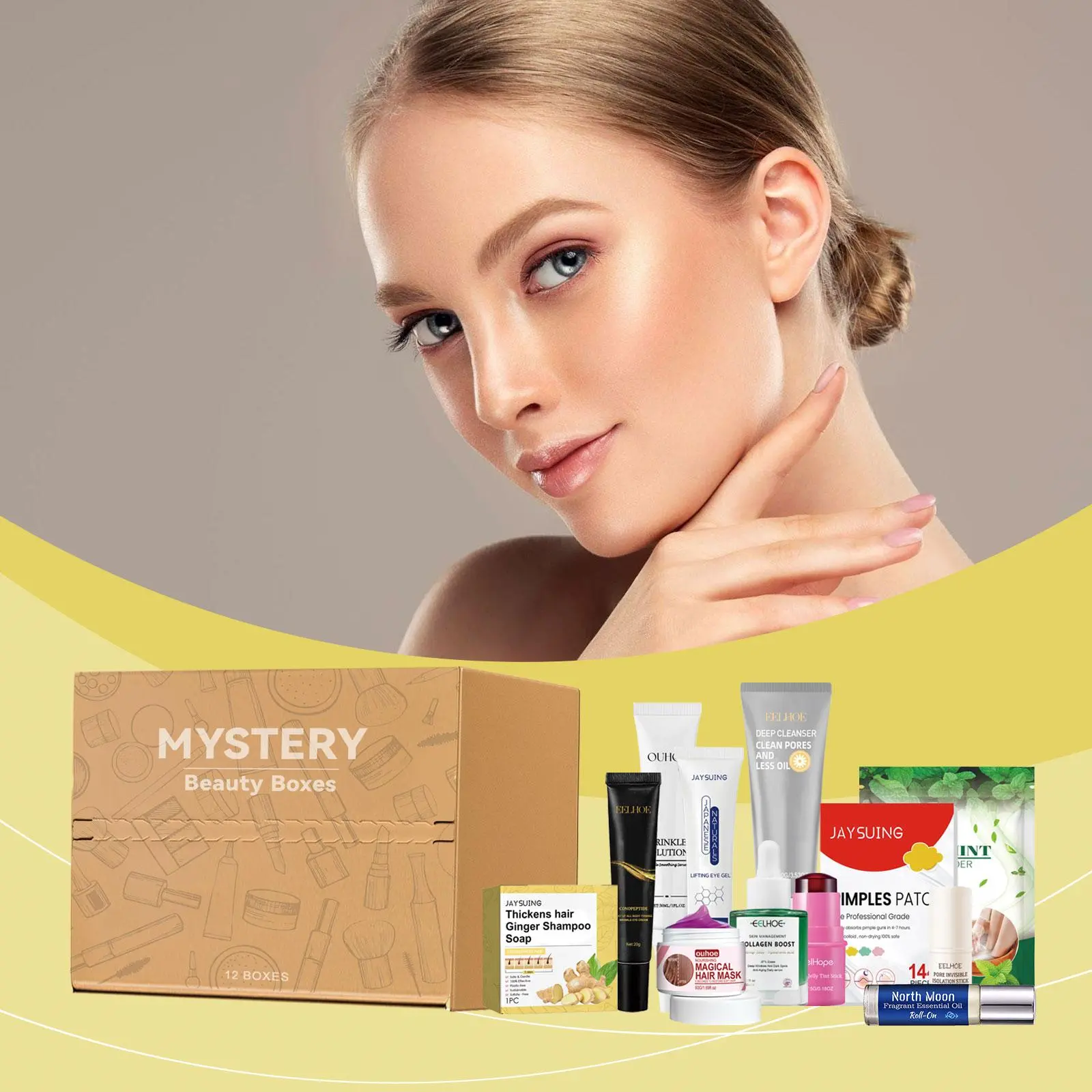 DIY Scrapbooking & Stamping Embellishments AMZ Mystery Beauty Gift Box - Hydrating Skin-Brightening Cosmetic Kit with Portable Matches, Ideal Present Set Including Acne Cream, Pore Cream, Primer