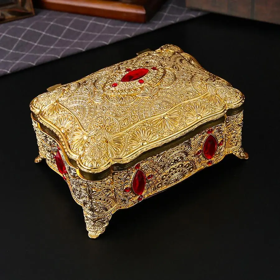 Vintage Flower Pattern Jewelry Storage Box with Lid, Exquisite Jewelry Organizer, Jewelry Storage Box for Necklace, Ring, Earrings & Small Accessories, Jewelry Boxes