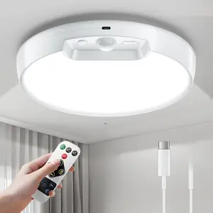 [New deal] - Newly Upgraded Rechargeable Ceiling Light – 8000mAh Battery-Operated Wireless Motion Sensor Ceiling Light with Remote for Closet, Shower, Shed, Hallway, Porch, Stairs (6000K Cool White)