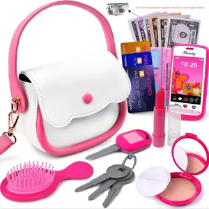 Realistic Kids Pretend Play Handbag Toy, Phone Coin Purse Girl Birthday Gift, Phone and Watch with Ag10 Batteries, Pretend Play Set