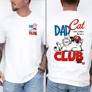 Cat Dad Club T-shirt, 2 sides Design Tee Funny Cat Shirt, Funny Dad Shirt,  Father's Day Shirt, 100% Cotton Shirt, Gift For Dad