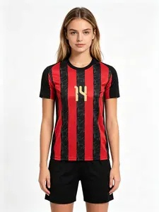 New Women's Soccer Jersey Set, Uefa Champions League Fan Gear, Size 14, Casual Loose-Fit, Short Sleeve Shirt & Shorts, Sports