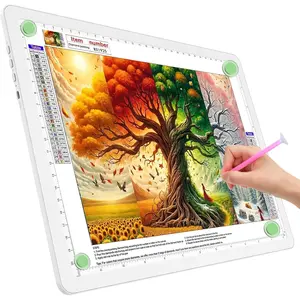 A4 Light Board for  Painting, Super Bright  Light Pad with Side Buttons, Lightbox for Tracing and Drawing, Corded Light Table for Sketching, Animation, Weeding Vinyl (White)