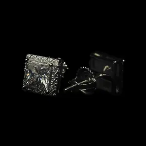 8MM VVS Princess Cut Halo Earrings