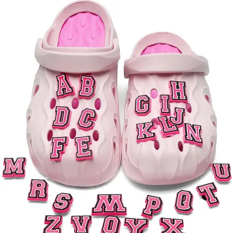 26pcs Simple Diy Letter Design Shoes Decorations, New Fashion Decorative Shoe Accessories for Boys & Girls, Nice Fashion Shoes Decorations for Party, Shoes Decor for Daily Use