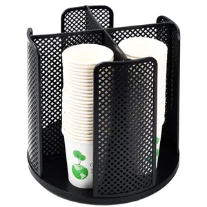 Rotating Cup and Lid Organizer, Coffee Station, Countertop, Bathroom, Kitchen, Bedroom, Disposable Paper Cup Dispenser