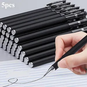 [Quick-Drying]5pcs Gel Pens - 0.5mm Fine Tip, Quick-Drying, Black Ink - Office and School Essentials