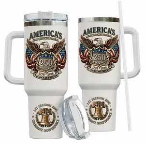 America 250th Anniversary 40oz Tumbler, Semiquincentennial 1776-2026 Gift, Patriotic Eagle Liberty Bell Cup,USA Legacy of Freedom Travel Mug