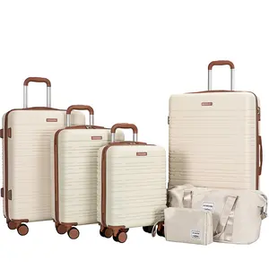 6 Piece Luggage Set, ABS Hard Shell Travel Suitcase with TSA Lock
