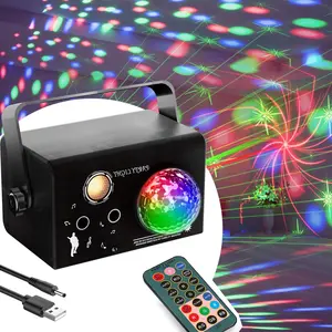 MSLITELY All-in-One LED Laser & Disco Ball Party Light System with Remote Control, Sound Activation, USB-Powered DJ Lights with Dynamic Effects, Moving Laser Beams, Bright Led & Color-Changing LED Magic Ball for Home, Birthday, Christmas Parties