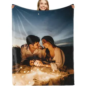 Custom Blanket with Photos Text,Personalized Flannel Throw Blanket Gifts,Customize for Girlfriend, Boyfriend,Mom, Dad, Couple, Husband & Wife,Made in USA,Birthday Valentines