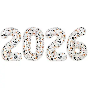40 Inch 2026 Number Balloons Transparent Orange and Black New Years Eve Balloon Stuff Happy New Year Themed Decor Favors Class of 2026 Numbers for Shower Birthday Party Decorations Supplies