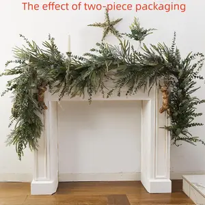 1pc Classic Artificial Christmas Garland with Pine Needles - Soft Durable Plastic Eucalyptus & Cedar, Vintage Style Indoor/Outdoor Holiday Decor Home Decor Ornament for Weddings, Home Parties, DIY Wreaths, Living Room, Wall, No Electricity/Battery Needed