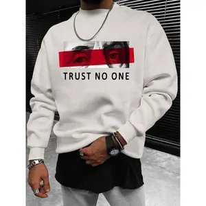 Men’s regular-fit crewneck sweatshirt with letter and pattern print, autumn–winter casual long-sleeve pullover, fashionable men’s top for everyday wear GARMENTARY