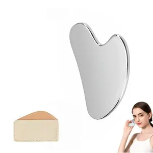 Gua Sha Facial Tools, Stainless Steel Guasha Tool for Acupuncture, Manual Massage Tool for Jawline Sculpting and Puffiness Reducing, Gua Sha Facial Massage Tool, Skin-Care Gift With Bag(Silver)