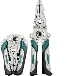 18-in-1 Folding Wire Stripper for Professional Electricians Multi-Tool Pliers with Stripping Crimping & Side-Cutting Functions Cuts Wires Holds Screws for Cable & Household Electrical Repairs