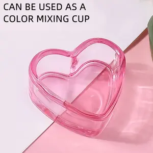 1-Piece Multifunctional Mini Pink Heart-Shaped Cup — Crystal Glass Dish for Mixing Paint, Nail Polish, and Pigments; Ideal as a Brush Washer and Palette — Specialized Manicure Nail Art Tool